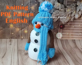 Snowman KNITTING PATTERN, knit snowman pattern, christmas gift ideas, instant download PDF, easy knitted toy pattern, knits for Christmas