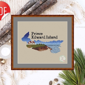 Prince Edward Island province canada modern cross stitch pattern, landscape cross stitch, nature counted cross stitch, ocean, instant PDF