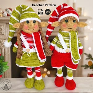 Christmas Elves Crochet Pattern Bundle, Amigurumi Boy Girl PDF, Festive Shelf Sitter Decor, Xmas Plushie DIY