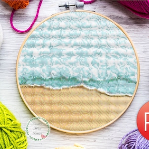 Sea Cross Stitch Pattern PDF, Nautical Embroidery Design, Beach Ocean Cross Stitch, Coastal Cross Stitch Chart, Instant Download Pattern