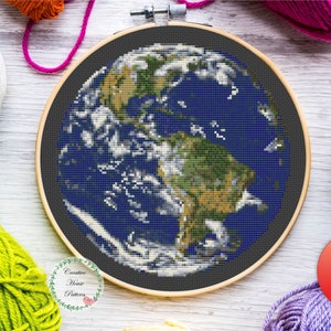 Kreuzstichmuster Erde, Weltraum Kreuzstich, realistischer Planet Kreuzstich, Galaxie Kreuzstich, Reise Kreuzstich, Globus Stickerei