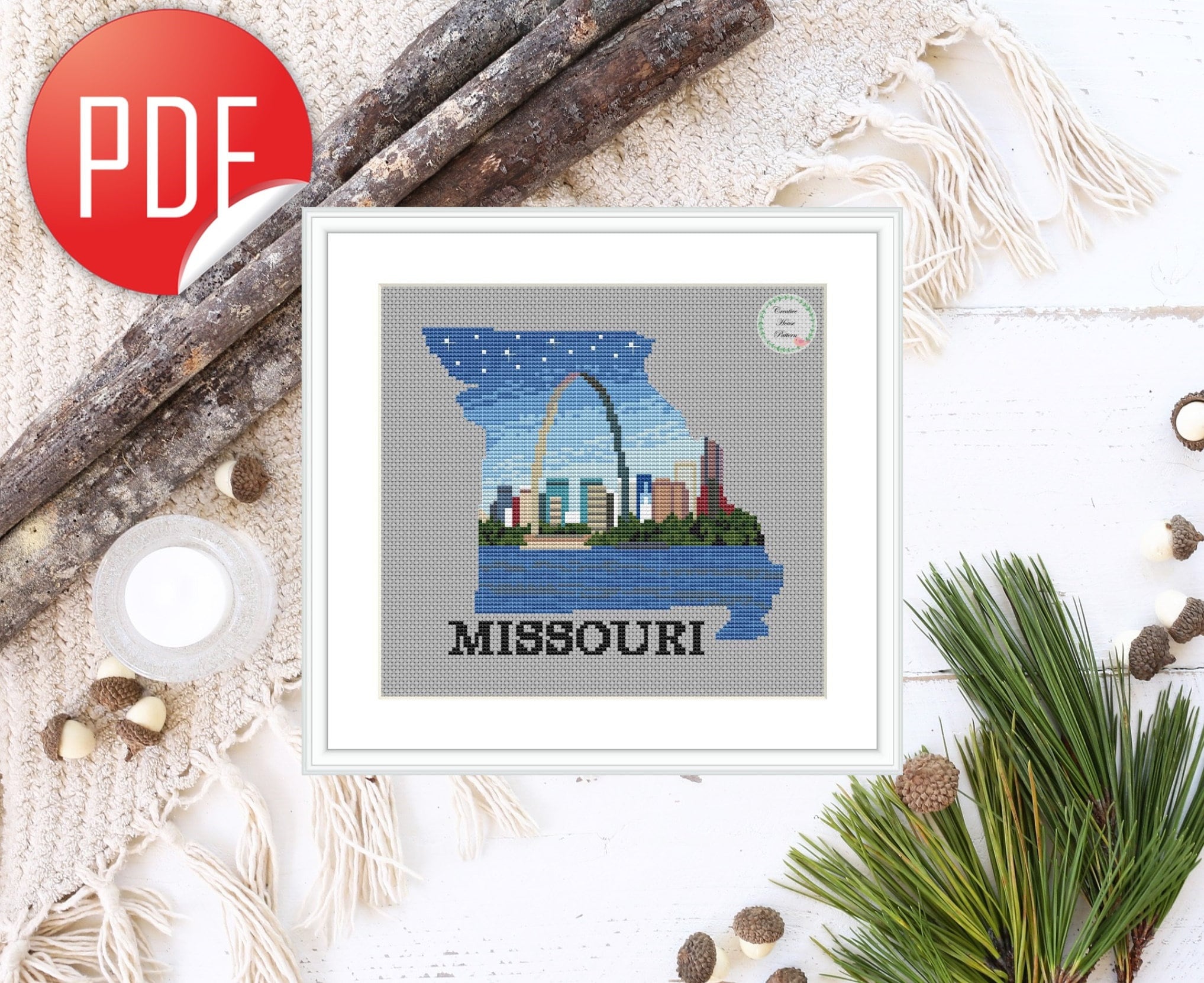 Missouri state cross stitch pattern landscape cross stitch Etsy France