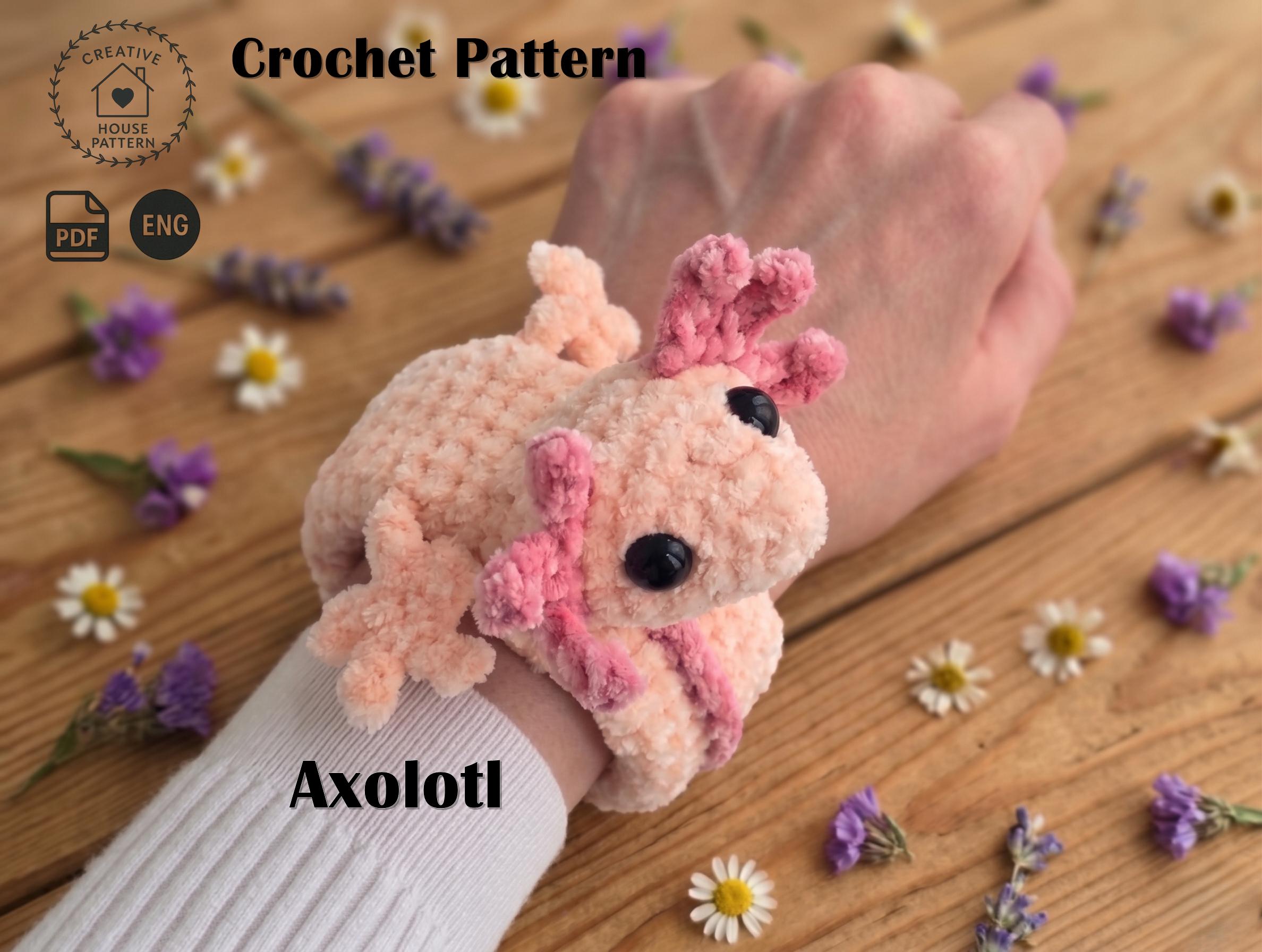 No-Sew Crochet Axolotl Slap Bracelet
