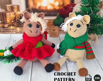 Horse Girl and Boy Crochet Pattern PDF English Bundle Amigurumi Animal Toys Digital Tutorial