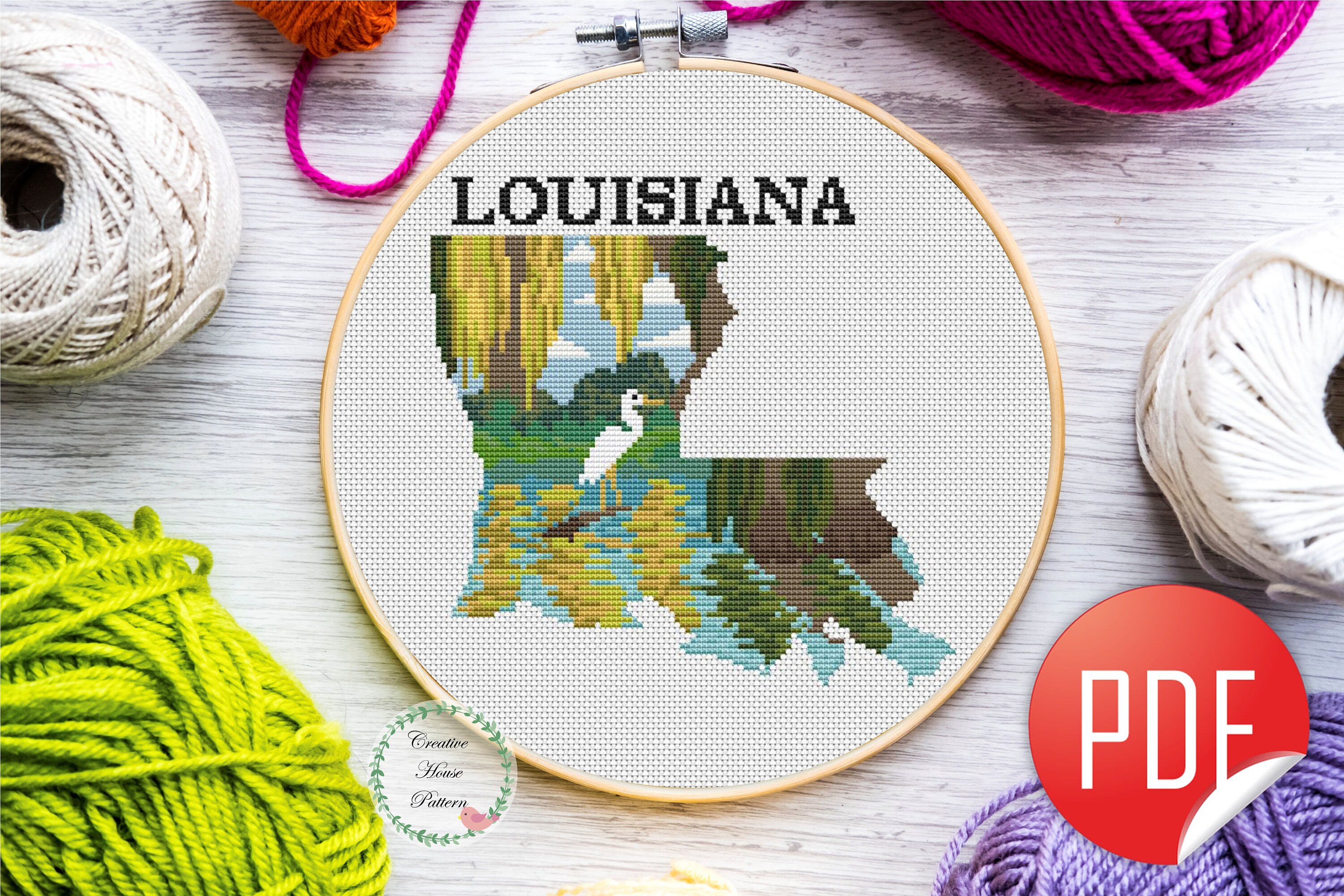 Louisiana state cross stitch state cross stitch pattern Etsy