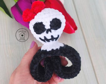 Skull Slap Bracelet Crochet Pattern PDF English, Halloween Goth