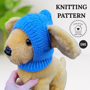Knitting pattern dog hat PDF English, knit dog hat, knitted dog hat with tassels, knit pet hat easy, snood for dogs patterns, small dog hat