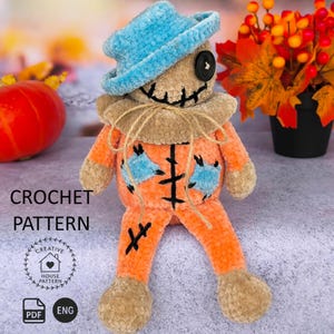 Monster doll crochet pattern, Halloween scary boy crochet, Halloween amigurumi pattern, Voodoo Doll crochet pattern, Halloween scarecrow