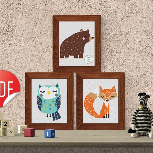 Woodland Animals Cross Stitch Pattern Set of 5 Forest Animals | Etsy