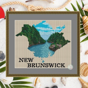 New Brunswick Landscape Cross Stitch Pattern - Scenic Canada Cross Stitch | PDF Pattern for Canadian Nature Lovers, Nature Embroidery