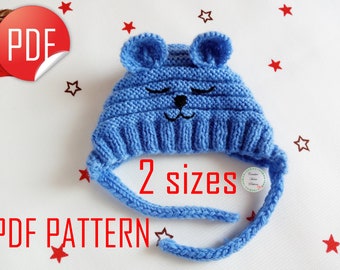 Baby bonnet knitting pattern, modern knitting pattern, knit hat pattern, knitted bonnet for newborn, easy beanie knitting pattern, easy knit