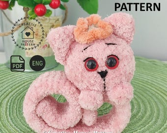 Häkelarmband PDF Englisch, Häkel Slap Armband, Katze Armband häkeln, Katze Haustier Armband Häkelmuster, amigurumi Katze häkeln