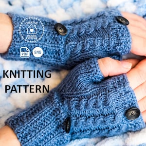 Fingerless Gloves Knitting Pattern PDF: Women&#39;s Cozy Hand Warmers (English)