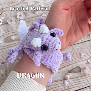 Low-Sew Crochet Dragon Slap Bracelet Pattern, Velvet Bookmark PDF, Flying Dragon Bag Charm Tutorial, Amigurumi Fidget Toy Craft