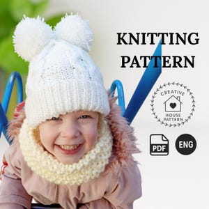 Toddler hat knitting pattern PDF English, toddler knitting pattern, girl knitting pattern,  easy knit hat pattern, hat knitted for children