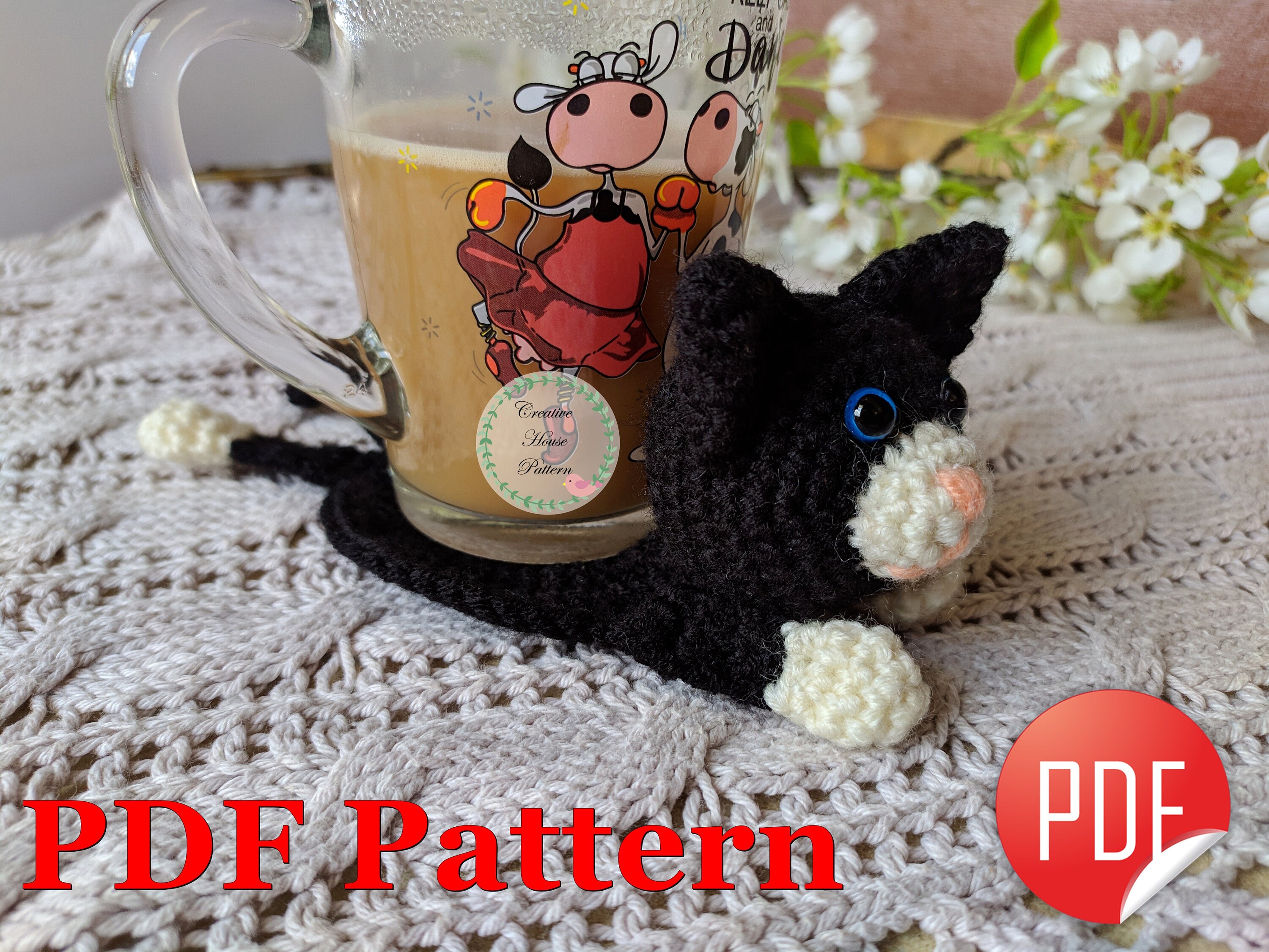 Cat crochet coasters coaster crochet pattern cat crochet | Etsy