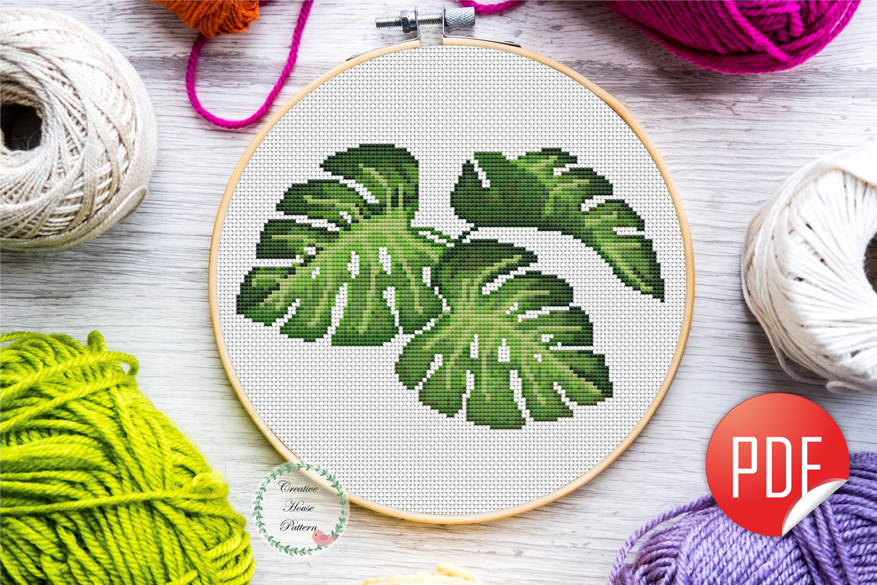 Leaf cross stitch pattern PDF modern cross stitch counted | Etsy
