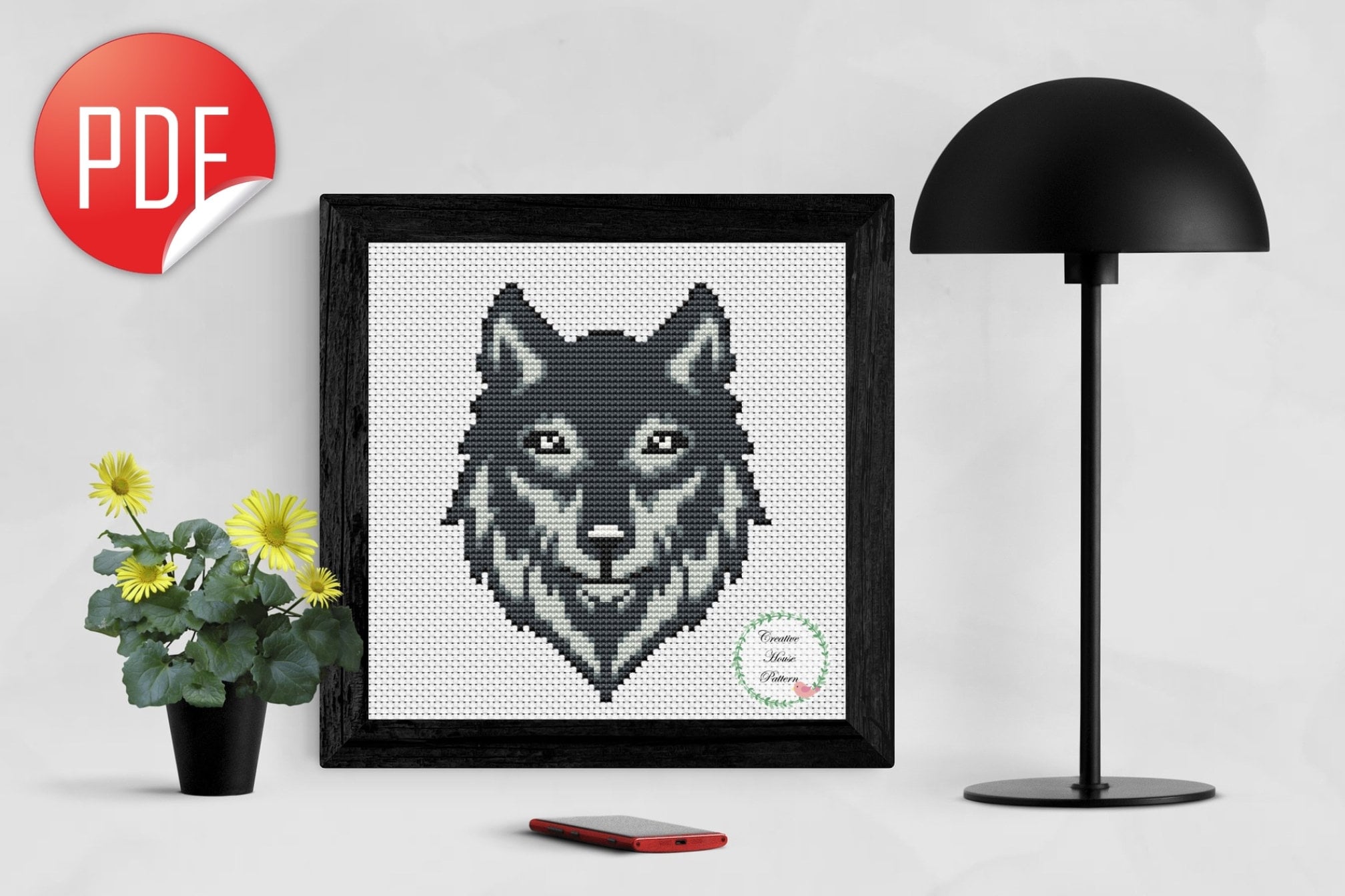 Kit De Broderie Au Point De Croix Loup Animal Facile Pour D 518369