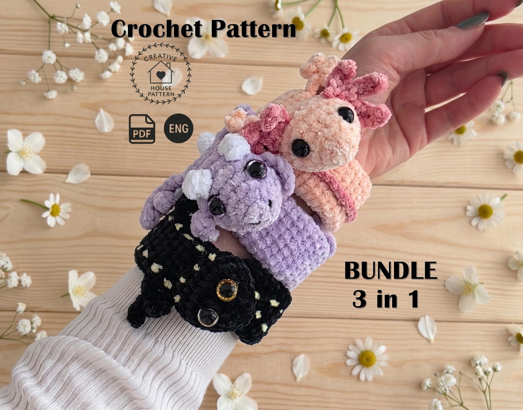 3-in-1 Fantasy Slap Bracelet Crochet Pattern: No-sew Axolotl