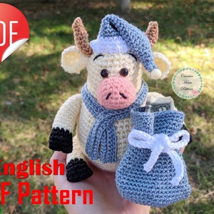 Cow crochet pattern, amigurumi crochet pattern cow, stuffed cow pattern, amigurumi toy, crochet animal, easy pattern, Christmas ornaments