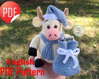 Cow crochet pattern, amigurumi crochet pattern cow, stuffed cow pattern, amigurumi toy, crochet animal, easy pattern, Christmas ornaments