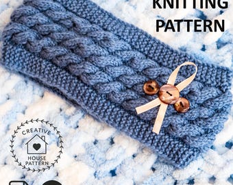 Cable Knit Headband Pattern in English: Women's Ear Warmer (PDF Download)