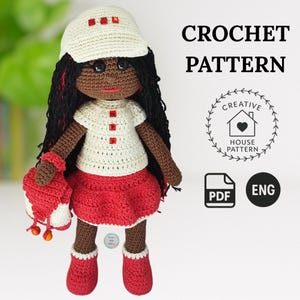 Amigurumi Doll Crochet Pattern Dark Skin Handmade Toy DIY Soft Plush Stuffed Doll PDF Tutorial English Instant Download Doll crochet pattern