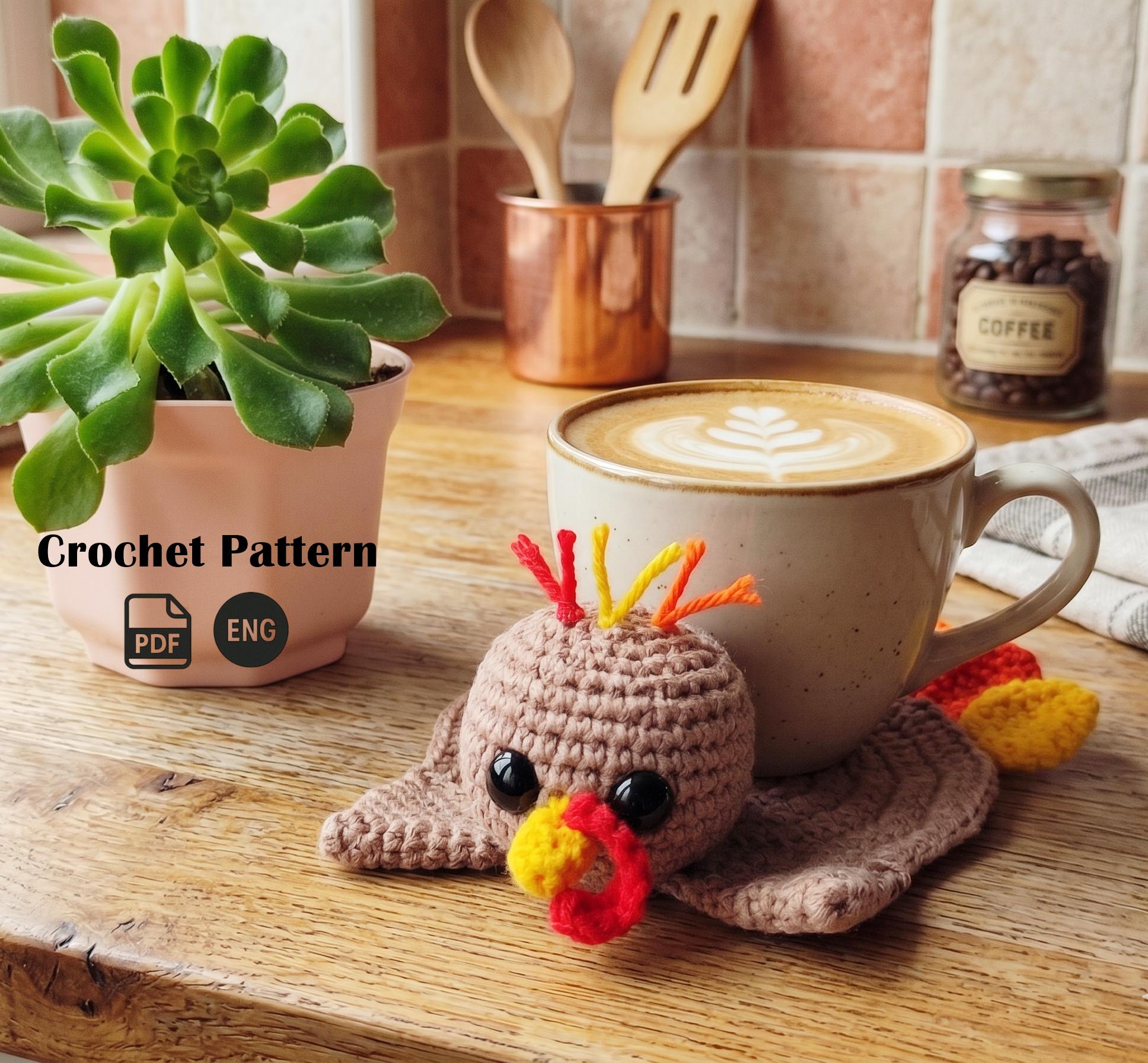 39 Turkey Crochet Patterns for Festive Thanksgiving Decorations 13 Coaster English Amigurumi turkey crochet