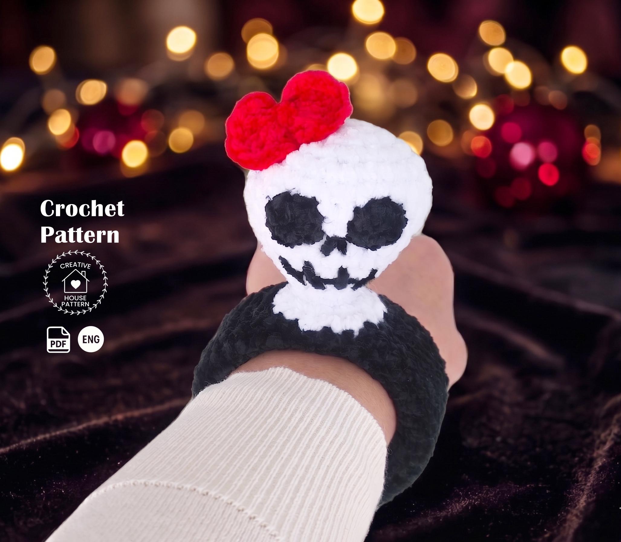 Skull Slap Bracelet Crochet Pattern PDF English, Halloween Goth