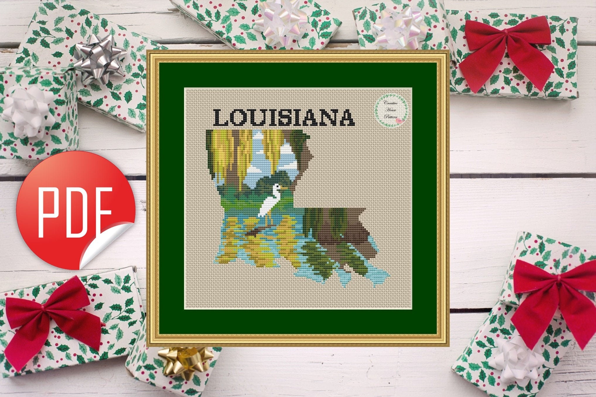 Louisiana state cross stitch state cross stitch pattern Etsy