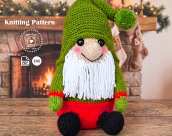 Christmas Gnome Knitting Pattern PDF, Seamless Knit Tomte Pattern, In the Round Toy, Scandinavian Nisse, Hygge Festive Holiday Decor Gonk