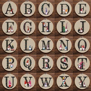 Gnomes Alphabet Cross Stitch Pattern Bundle, Christmas Letters A-Z PDF