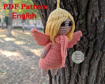 Amigurumi keychain angel crochet pattern in English, small doll crochet pattern, amigurumi doll, angel crochet pattern, angel crochet doll