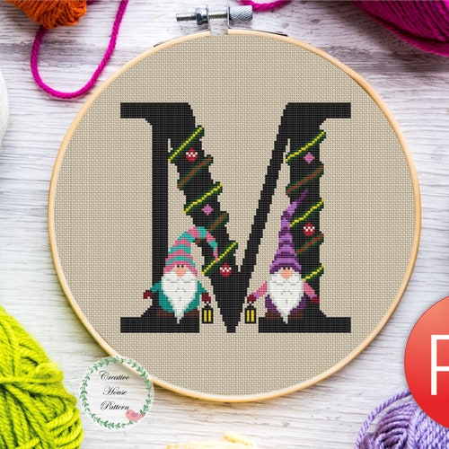 Mandala Letter M Cross Stitch Pattern Etsy
