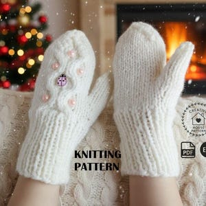 Knitted Mittens Pattern, Cable Knit Gloves, Winter Accessories DIY (PDF English Pattern)