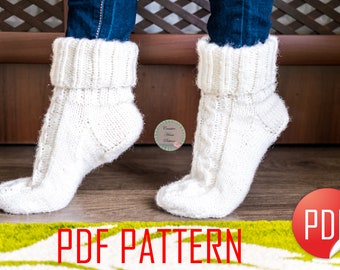 Socks knitting pattern, cable socks modern knitting pattern, knitting tutorial, worsted socks, knit sock pattern, tube socks, instant PDF