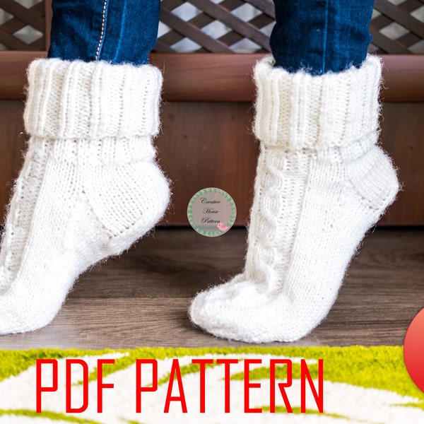 Socks knitting pattern, cable socks modern knitting pattern, knitting tutorial, worsted socks, knit sock pattern, tube socks, instant PDF