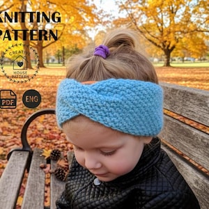 Padrão de tricô para faixa de cabeça torcida infantil em inglês: Cozy Twist Ear Warmer (Download em PDF)