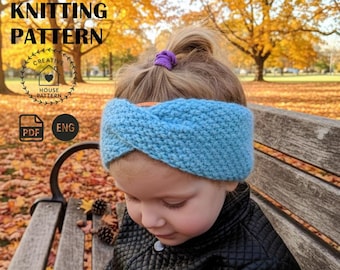 Kids twist headband knitting pattern in English: Cozy Twist Ear Warmer (PDF Download)