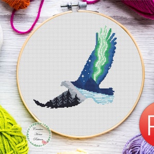 Majestätischer Adler Kreuzstichmuster, PDF-Download, moderne Wildtier-Stickerei, Vogel-Stickerei, sofort digital