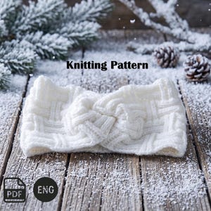 Twisted Headband Knitting Pattern PDF, Basketweave Ear Warmer Flat Knit on 2 Needles Tutorial
