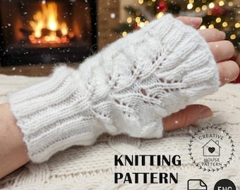 Fingerless Gloves Knitting Pattern in English: Women's Mittens (PDF Download)
