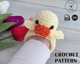 Duck Slap Bracelet Crochet Pattern PDF in English, Amigurumi Duckling Wristlet Tutorial, Animal Bracelet, Kids Plush Toy, Crochet wrist cuff