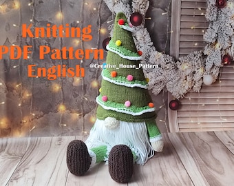 Christmas gnome KNITTING PATTERN, instant PDF, easy knitted gnome, christmas home decor, gnome doll pattern, christmas tree knitting pattern