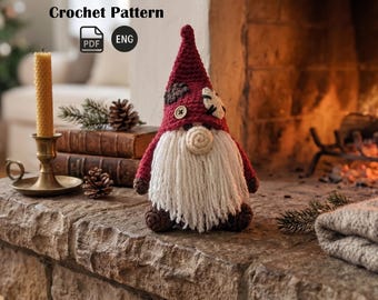 Christmas Gnome Crochet Pattern in English: Scandinavian Amigurumi Toy (PDF Download)