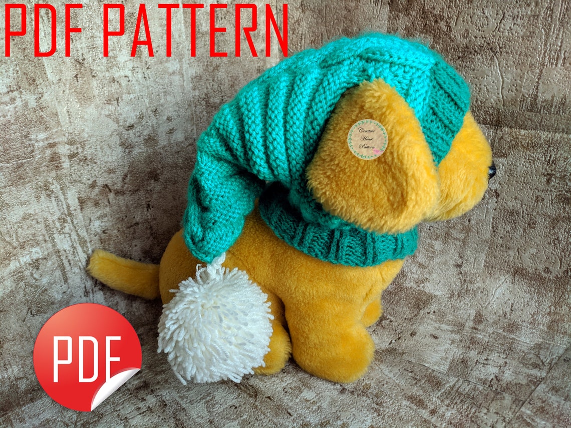 Knitting pattern dog hat modern knitting pattern pompom dog Etsy
