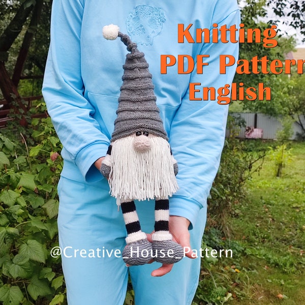 Gnome KNITTING PATTERN, knit gnome pattern, christmas gift ideas, instant download PDF, knit toy, easy knitted gnome, gnome doll pattern