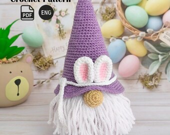 Easter Gnome Crochet Pattern Amigurumi Bunny Gnome PDF English, Spring Gnome Crochet Tutorial, DIY Easter Gift Idea, Crochet Gnome Bunny