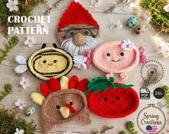 Crochet Eyeglass Holder Pattern PDF English Bundle, Amigurumi Glasses Stand Tutorial, Spring Crochet, 5-in-1 Animal Eyewear Case