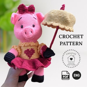 Pig crochet pattern English, Amigurumi toy pig, Handmade piglet crochet, Instant download, DIY amigurumi pattern, Cute crochet pattern ideas